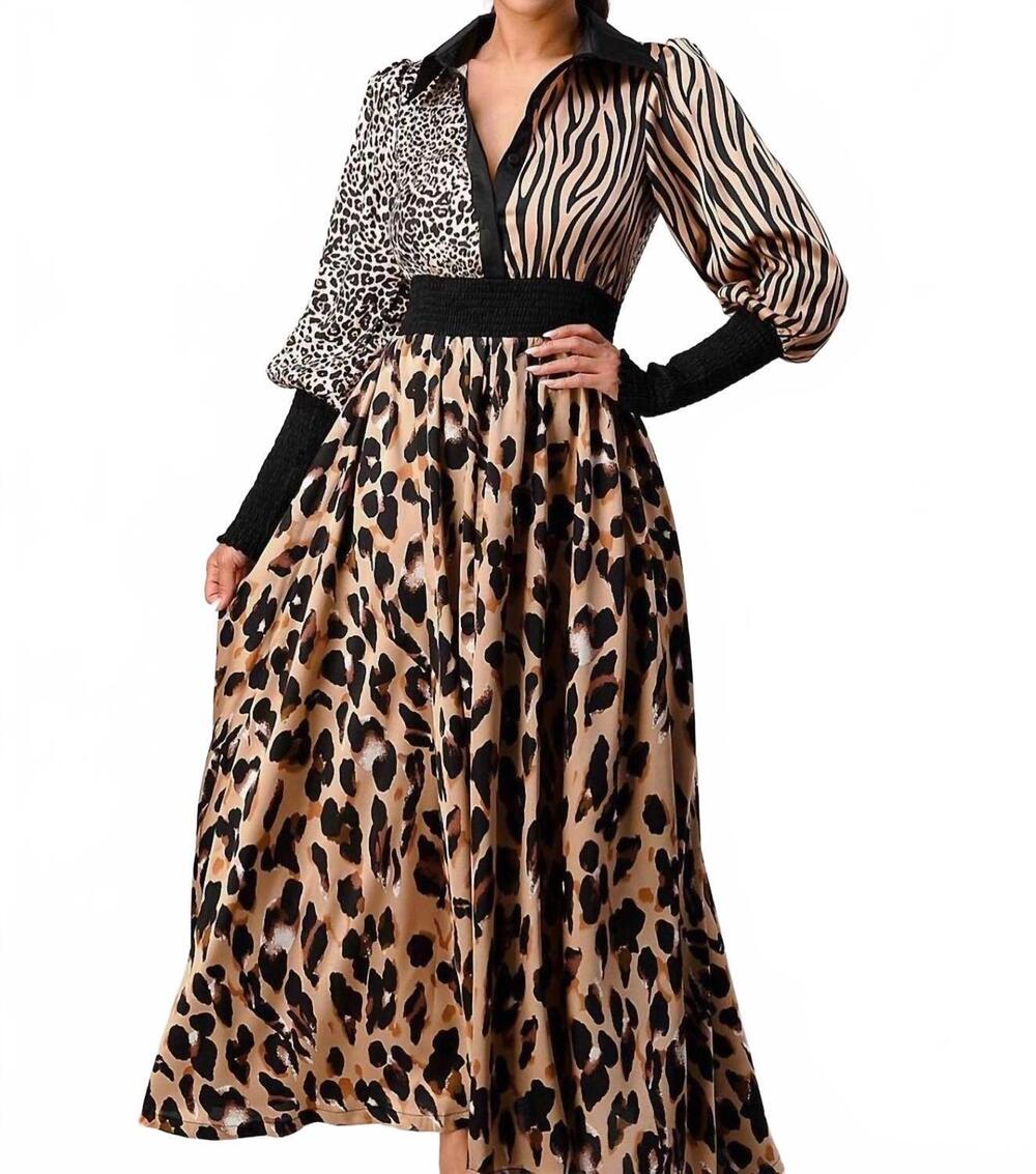 NEW ATHINA animal print dress in brown /black